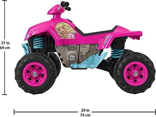 Power Wheels Power Wheels Barbie Pink Racing ATV, 12V battery-powered ride-on vehicle for preschool kids ages 3-7 years (Amazon Exclusive)