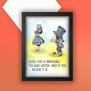 This Is Impossible Only If You Believe It Is - 11 x 14 Unframed Alice In Wonderland Watercolor Quote Art - Perfect as Classroom Decor, Book Lovers, Children's Room Art