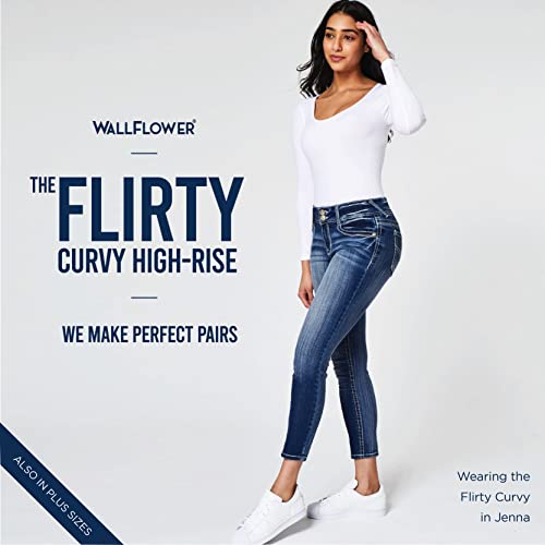 WallFlower Women's Size Flirty Curvy Skinny High Rise Insta Stretch Juniors Jeans (Standard, Pia, 16 Plus