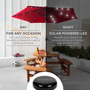 Best Choice Products 7.5ft Outdoor Solar Market Table Patio Umbrella for Deck, Pool w/Tilt, Crank, LED Lights - Red