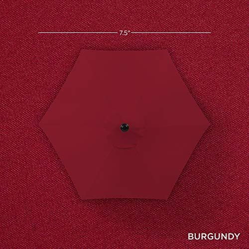 Best Choice Products 7.5ft Heavy-Duty Round Outdoor Market Table Patio Umbrella w/Steel Pole, Push Button Tilt, Easy Crank Lift - Burgundy