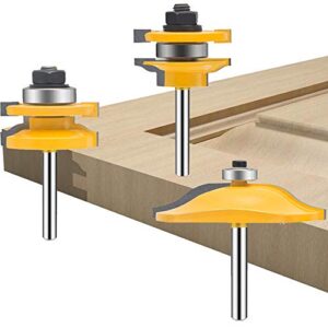 taiwain 1/4 inch shank groove tongue cutter router bit, raised panel cabinet door with back-cutter panel round over tool, door wood cnc milling tool for woodworking(f-14hx)