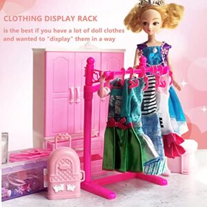 HighFun 55PCS Doll Hangers for Doll Clothes Doll Accessories for 12 inch Dolls 1 Display Rack for Show Doll Clothes