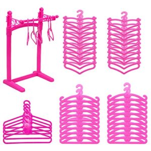 highfun 55pcs doll hangers for doll clothes doll accessories for 12 inch dolls 1 display rack for show doll clothes