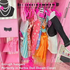 HighFun 55PCS Doll Hangers for Doll Clothes Doll Accessories for 12 inch Dolls 1 Display Rack for Show Doll Clothes