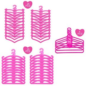 HighFun 55PCS Doll Hangers for Doll Clothes Doll Accessories for 12 inch Dolls 1 Display Rack for Show Doll Clothes