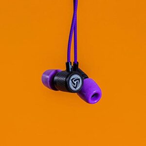 LUDOS Ultra Wired Earbuds in-Ear Headphones, 5 Years Warranty, Earphones with Microphone, Noise Isolating Ear Buds, Memory Foam for iPhone, Samsung, School Students, Kids, Women, Small Ears - Purple