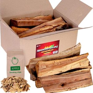 Zorestar Apple Firewood 13-15 lbs - Natural Wood Chips, for Stove, Fire Pit - Split Seasoned Wood - Fireplace Campfire Indoor Outdoor - 1 Pack Fire Starters