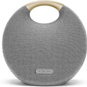 Harman Kardon Onyx Studio 6 Wireless Bluetooth Speaker - IPX7 Waterproof Extra Bass Sound System with Rechargeable Battery and Built-in Microphone - Gray (Renewed)