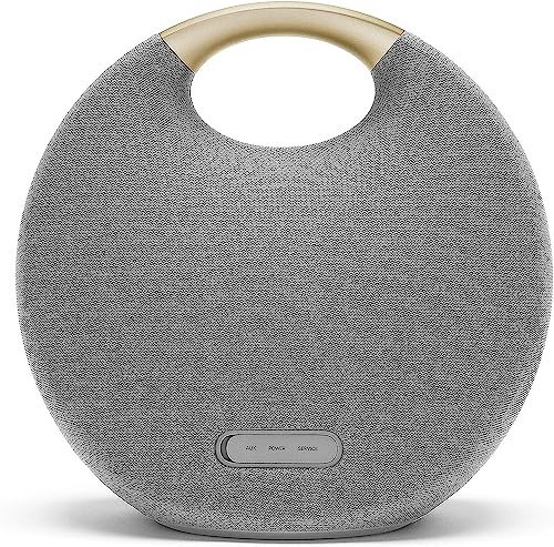 Harman Kardon Onyx Studio 6 Wireless Bluetooth Speaker - IPX7 Waterproof Extra Bass Sound System with Rechargeable Battery and Built-in Microphone - Gray (Renewed)