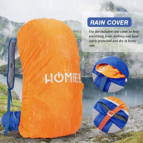 HOMIEE 50L Hiking Backpack Travel Bag Waterproof Camping Climbing Daypack Outdoor Sports Rucksack Backpacks with Rain Cover