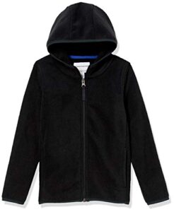 amazon essentials men's polar fleece full-zip hooded jacket, black, medium