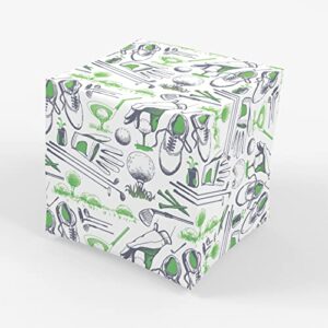 stesha party golf wrapping paper men golfing gift wrap - folded flat 30 x 20 inch - 3 sheets