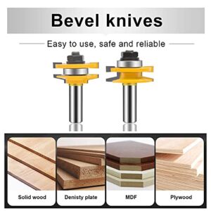 OLETBE Router Bit 1/2-Inch Shank 3PCS, Round Over Raised Panel Cabinet Door Ogee Rail and Stile Router Bits, Woodworking Wood Cutter, Wood Carbide Groove Tongue Milling Tool(Gold)