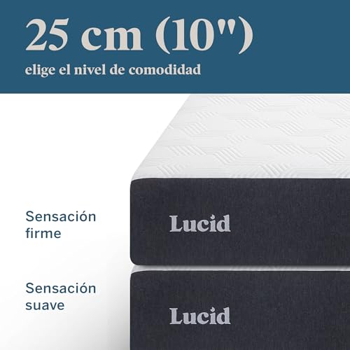 Lucid 10 Inch Memory Foam Plush – Gel Infusion- Hypoallergenic Bamboo Charcoal- King Size Mattress, White