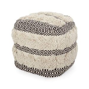 christopher knight home ella hand-woven fabric cube pouf, natural, brown