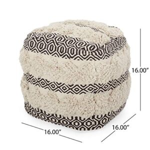 Christopher Knight Home Ella Hand-Woven Fabric Cube Pouf, Natural, Brown