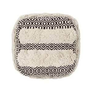 Christopher Knight Home Ella Hand-Woven Fabric Cube Pouf, Natural, Brown