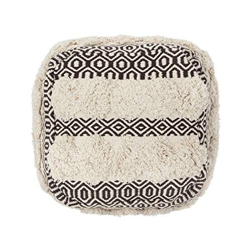 Christopher Knight Home Ella Hand-Woven Fabric Cube Pouf, Natural, Brown