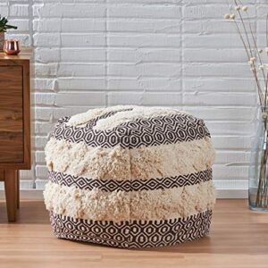 Christopher Knight Home Ella Hand-Woven Fabric Cube Pouf, Natural, Brown