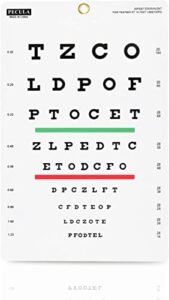 pecula eye chart, snellen eye chart, wall chart, snellen charts for eye exams 10 feet 9 x 14 in.