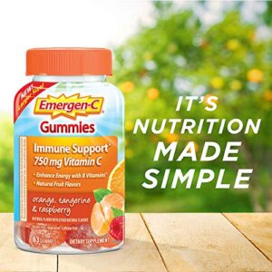 Emergen-C 750mg Vitamin C Gummies for Adults, Immune Support Gummies with B Vitamins, Gluten Free, Orange, Tangerine and Raspberry Flavors - 63 Count