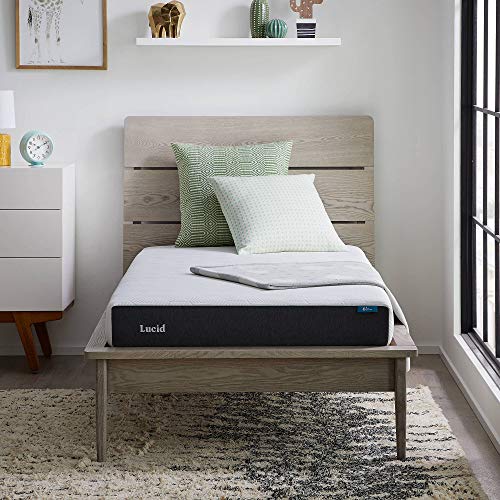 Lucid 6 Inch Twin XL Mattress - Firm Gel Memory Foam Mattress Twin XL— Bamboo Charcoal Mattress in a Box—CertiPur Certified,White