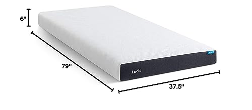 Lucid 6 Inch Twin XL Mattress - Firm Gel Memory Foam Mattress Twin XL— Bamboo Charcoal Mattress in a Box—CertiPur Certified,White