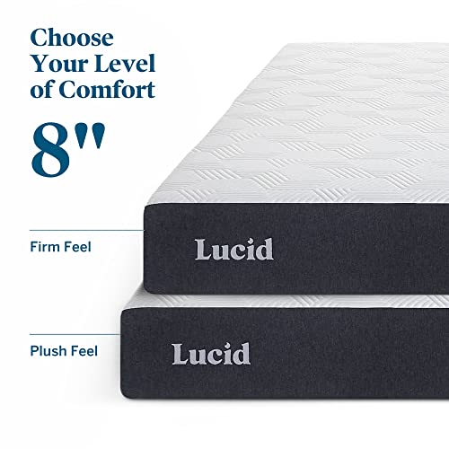 Lucid 8 Inch Full Mattress - Plush Gel Memory Foam Mattress – Bamboo Charcoal Foam –Gel Infused- Hypoallergenic Foam Mattress,74"L x 52.5"W x 8"Th, White