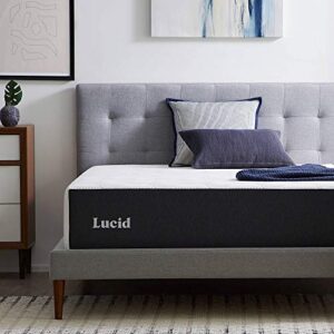lucid 14 inch king mattress – plush memory foam mattress – bamboo charcoal foam – gel infused – hypoallergenic foam mattress– bed-in-a-box- certipur-us certified, white