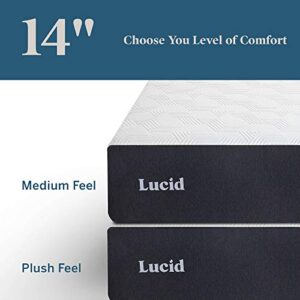 Lucid 14 Inch Twin XL Mattress – Medium Memory Foam Mattress – Bamboo Charcoal Foam – Gel Infused – Hypoallergenic Foam Mattress – Bed-In-A-Box- CertiPUR-US Certified, White