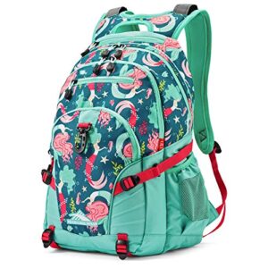 high sierra loop-backpack, travel, or work bookbag with tablet-sleeve, mermaid, one size