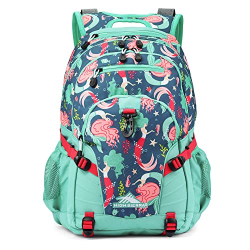 High Sierra Loop-Backpack, Travel, or Work Bookbag with tablet-sleeve, Mermaid, One Size