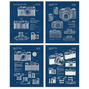 vintage classic m3 r4 camera patent prints, 4 (8x10) unframed photos, wall art decor gifts under 20 for home office studio lab man cave college student teacher leica rollei photography sports fan