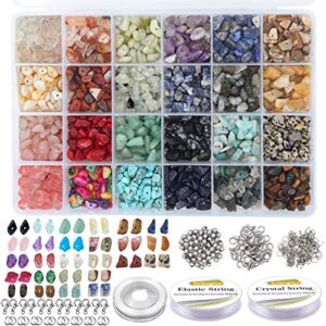 eutenghao 1323pcs irregular chip stone beads natural gemstone beads kit with spacer seed beads lobster clasps elastic string jump rings for diy necklace bracelet earring jewelry making supplies