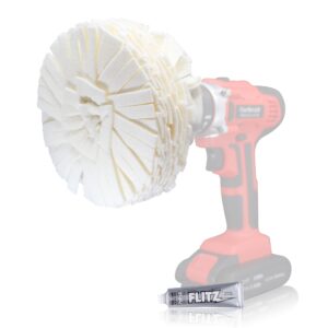 Flitz Buff Ball Car Buffer Drill Attachment with Self-Cooling Design, Never Burns and No Exposed Hardware to Prevent Scratches, Buff and Polish Any Surface, Machine Washable, 5 Inch, White, PB101-50A