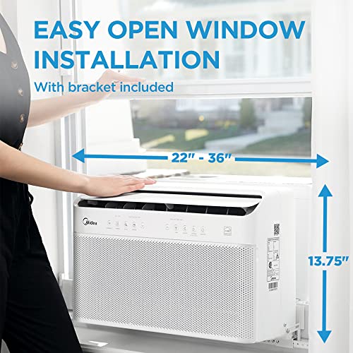 Midea 12,000 BTU U-Shaped Smart Inverter Window Air Conditioner–Cools up to 550 Sq. Ft., Ultra Quiet with Open Window Flexibility, Works with Alexa/Google Assistant, 35% Energy Savings, Remote Control