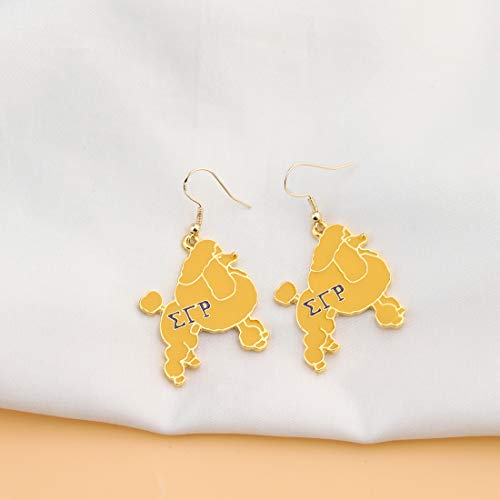 CHOORO Sigma Gamma Rho Sorority Necklace 1922 Sorority Paraphernalia Gift Greek Sorority Jewelry (Yellow dog earrings)