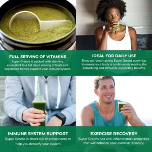 Super Greens Superfood Green Juice Powder - Immune & Energy Support | Made with Natural Ingredients | Detoxifying & Alkalizing Minerals - Spirulina, Chlorella, Wheatgrass, Spinach, Alfalfa & More (1)