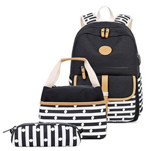 kids school bag for girls backpacks with lunch bag causal canvas bookbag for teen
