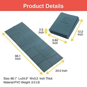 Primasole Folding Yoga Travel Pilates Mat Foldable Easy to carry to Class Beach Park Travel Picnics 4mm thick Jungle Green Color PSS91NH050A