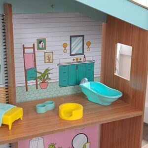 KidKraft Designed by Me™: Color Decor Wooden Dollhouse with Removable Coloring Book, 5 Markers and 15 Accessories, Gift for Ages 3+