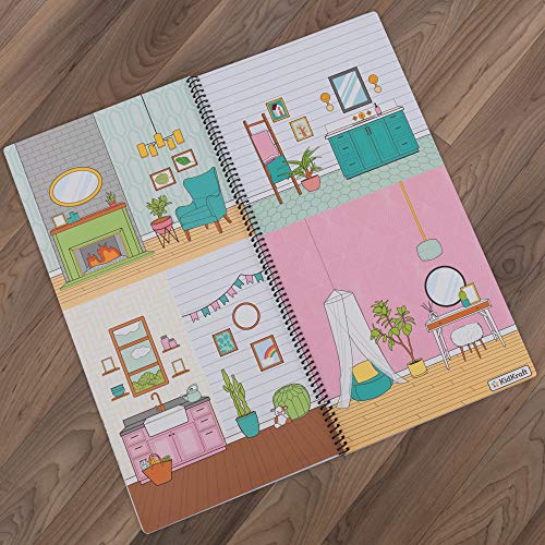 KidKraft Designed by Me™: Color Decor Wooden Dollhouse with Removable Coloring Book, 5 Markers and 15 Accessories, Gift for Ages 3+