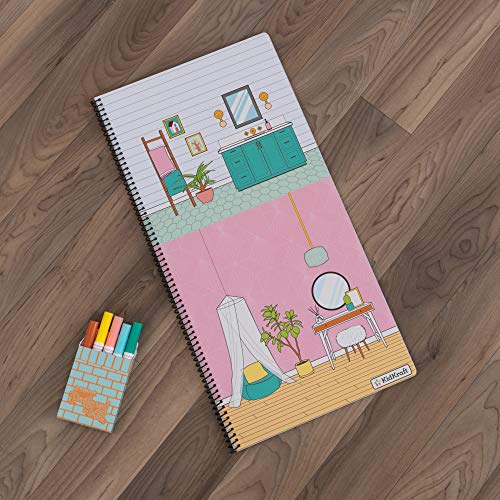 KidKraft Designed by Me™: Color Decor Wooden Dollhouse with Removable Coloring Book, 5 Markers and 15 Accessories, Gift for Ages 3+