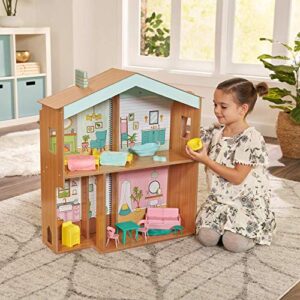 KidKraft Designed by Me™: Color Decor Wooden Dollhouse with Removable Coloring Book, 5 Markers and 15 Accessories, Gift for Ages 3+