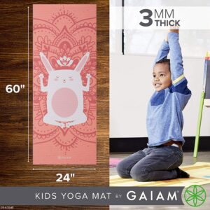 Gaiam Kids Yoga Mat Exercise Mat, Yoga for Kids with Fun Prints - Playtime for Babies, Active & Calm Toddlers and Young Children, Bunny Zen, 3mm