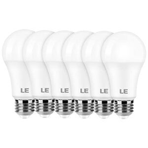 le 100w equivalent led light bulbs, 14w 1500 lumens daylight white 5000k non-dimmable, a19 e26 standard base, 10000 hour lifetime, pack of 6
