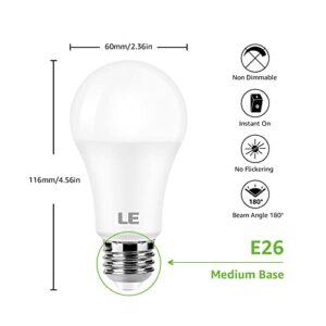 LE 100W Equivalent LED Light Bulbs, 14W 1500 Lumens Daylight White 5000K Non-Dimmable, A19 E26 Standard Base, 10000 Hour Lifetime, Pack of 6