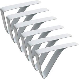 mannli picnic tablecloth clips, white stainless steel outdoor table cloth holder table cover clips clamps 6 packs