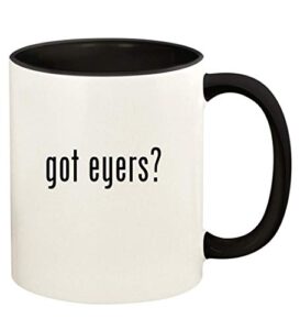 knick knack gifts got eyers? - 11oz ceramic colored handle and inside coffee mug cup, black
